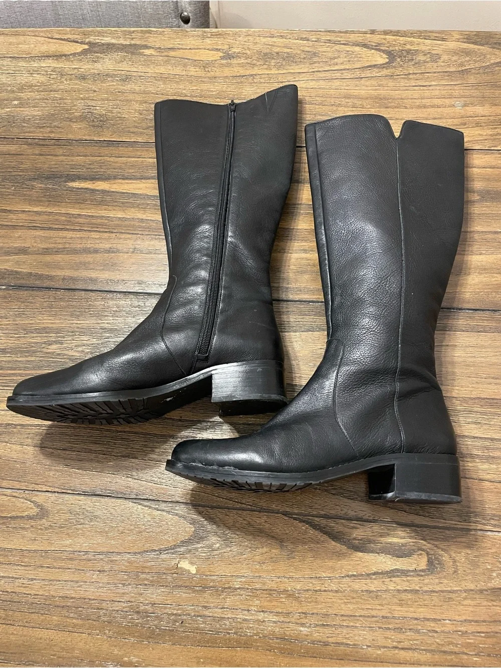 Lands’ End Black Leather Tall Riding Boots Women’s Size 8 Classic Equestrian